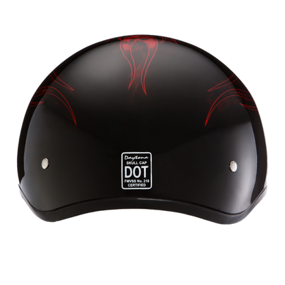 Daytona D.O.T Skull Cap - w/Skull Red Flame Helmet
