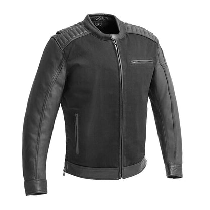 Daredevil Men's Motorcycle Twill/Leather Jacket Men's Twill Jacket Jackets Black XS