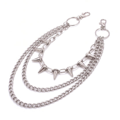 Motorcycle Accessory - Layered Punk Steet Spike Rivet Metal Chain Keyc