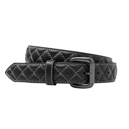 Diamond Quilted Leather Belt Belt Accessories White 32