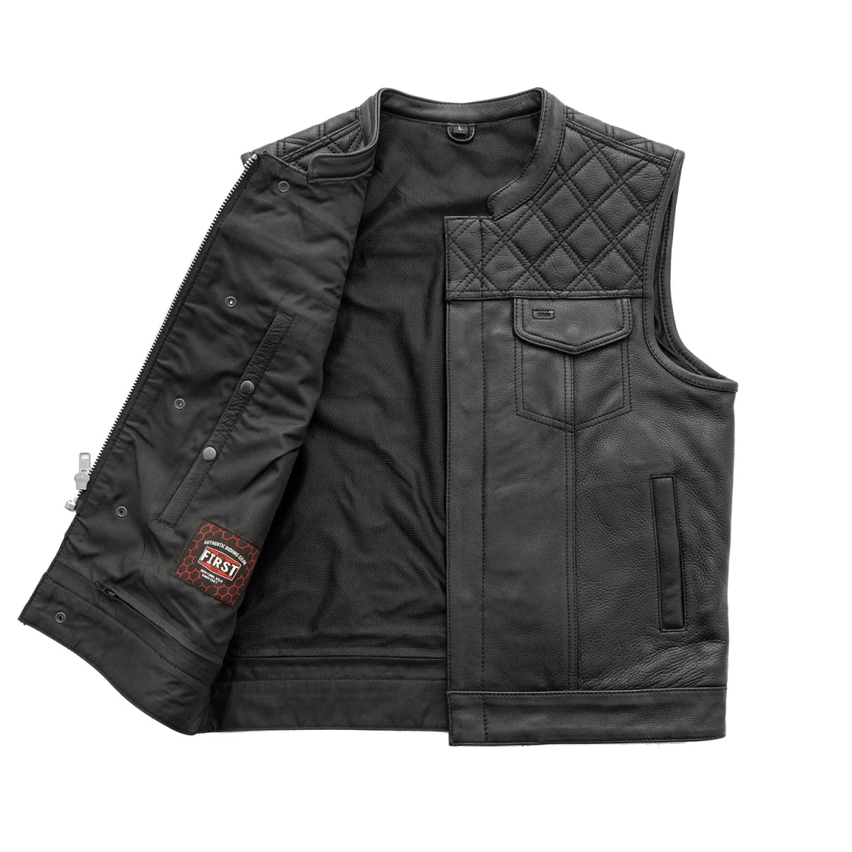 Downside Men's Motorcycle Leather Vest Men's Leather Vest Vests