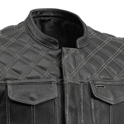 Downside Perforated Men's Motorcycle Leather Vest Men's Perforated Leather Vest Vests