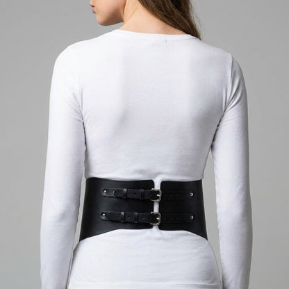 Back view showing the two buckle adjustment straps on the corset belt