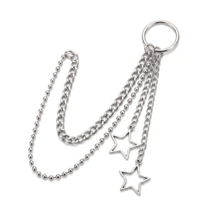 Stainless Steel Biker Ring - Punk Steet Keychains Chain Women Men Moon