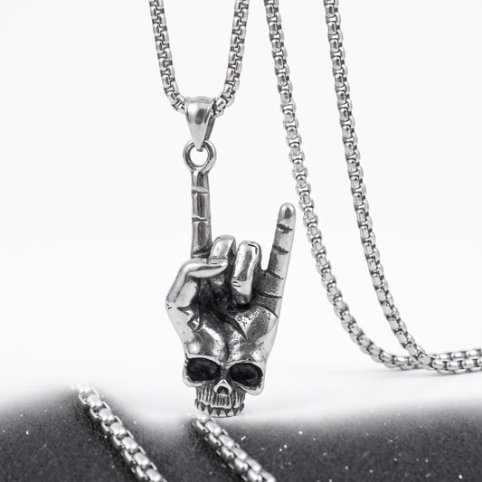 Motorcycle Accessory - Punk Rock Love You Gesture Pendant Necklace Men