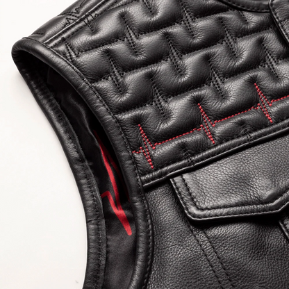 EKG Men's Leather Motorcycle Vest (Limited Edition) Factory Customs First Manufacturing Company