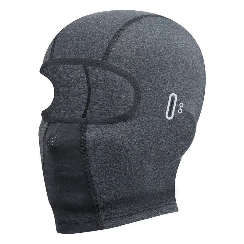 gray and black summer balaclava back view