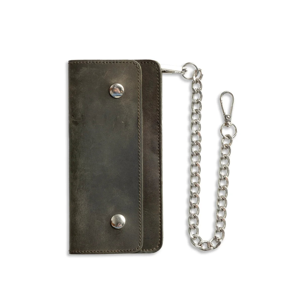 LARGE TRUCKER - Vegetable Tanned Leather Wallet Leather Wallet Accessories FOREST GREEN Chrome