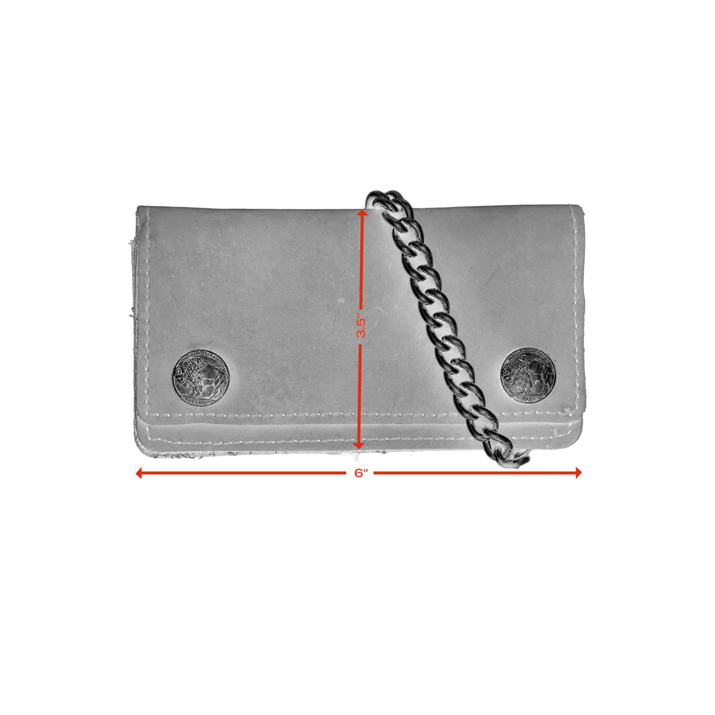 BWC231 Buffalo Nickel Snap Brown Leather Long Bi-Fold Biker Wallet