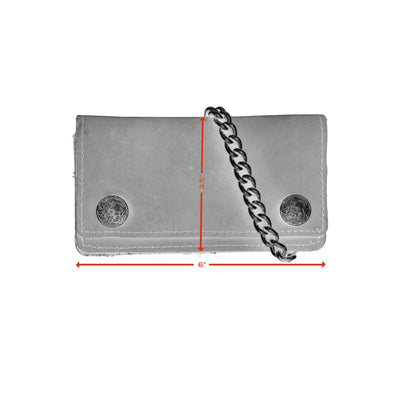 BWC231 Buffalo Nickel Snap Brown Leather Long Bi-Fold Biker Wallet