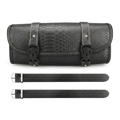 Leather Motorcycle Bag - Crocodile Pattern Motorcycle Saddlebag Leathe