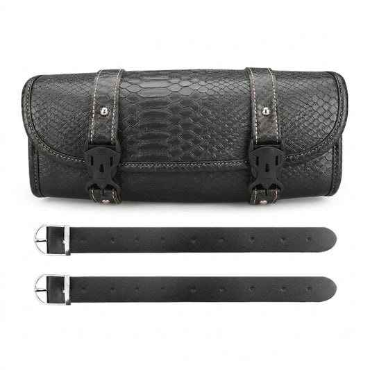 Leather Motorcycle Bag - Crocodile Pattern Motorcycle Saddlebag Leathe