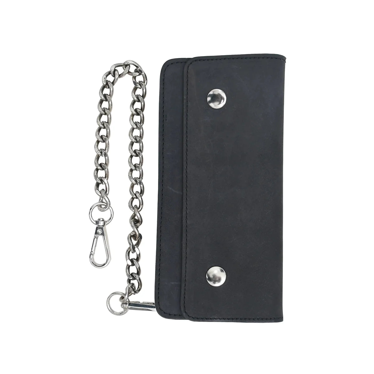 LARGE TRUCKER - Vegetable Tanned Leather Wallet Leather Wallet Accessories GUNMETAL BLACK Chrome