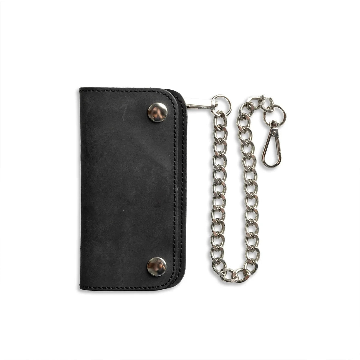 SMALL TRUCKER - Vegetable Tanned Leather Wallet Leather Wallet Accessories GUNMETAL BLACK Chrome
