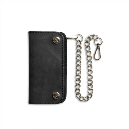 SMALL TRUCKER - Vegetable Tanned Leather Wallet Leather Wallet Accessories GUNMETAL BLACK Chrome
