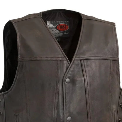 High Roller Men's Motorcycle Leather Vest Men's Leather Vest Vests