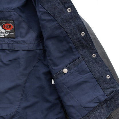 Holli - Motorcycle Denim/Leather Jacket Women's Leather Jacket Jackets