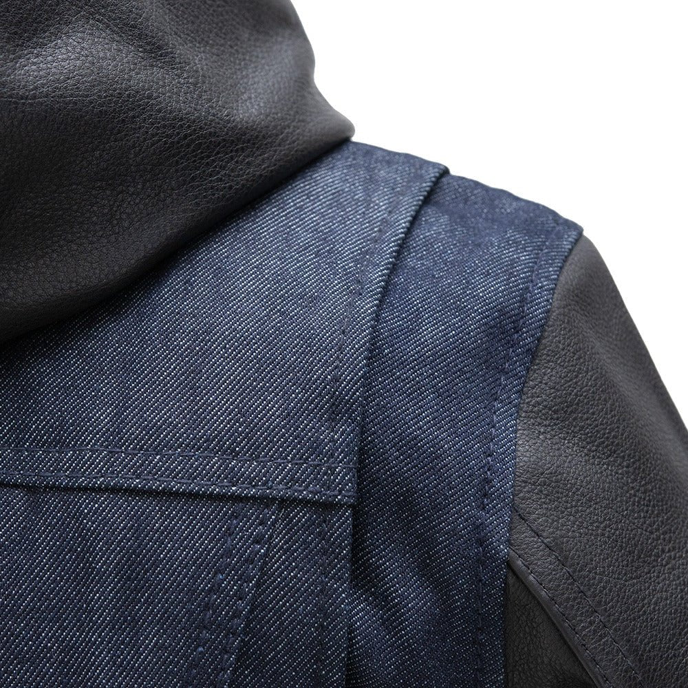 Holli - Motorcycle Denim/Leather Jacket Women's Leather Jacket Jackets
