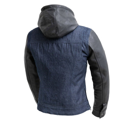Holli - Motorcycle Denim/Leather Jacket Women's Leather Jacket Jackets