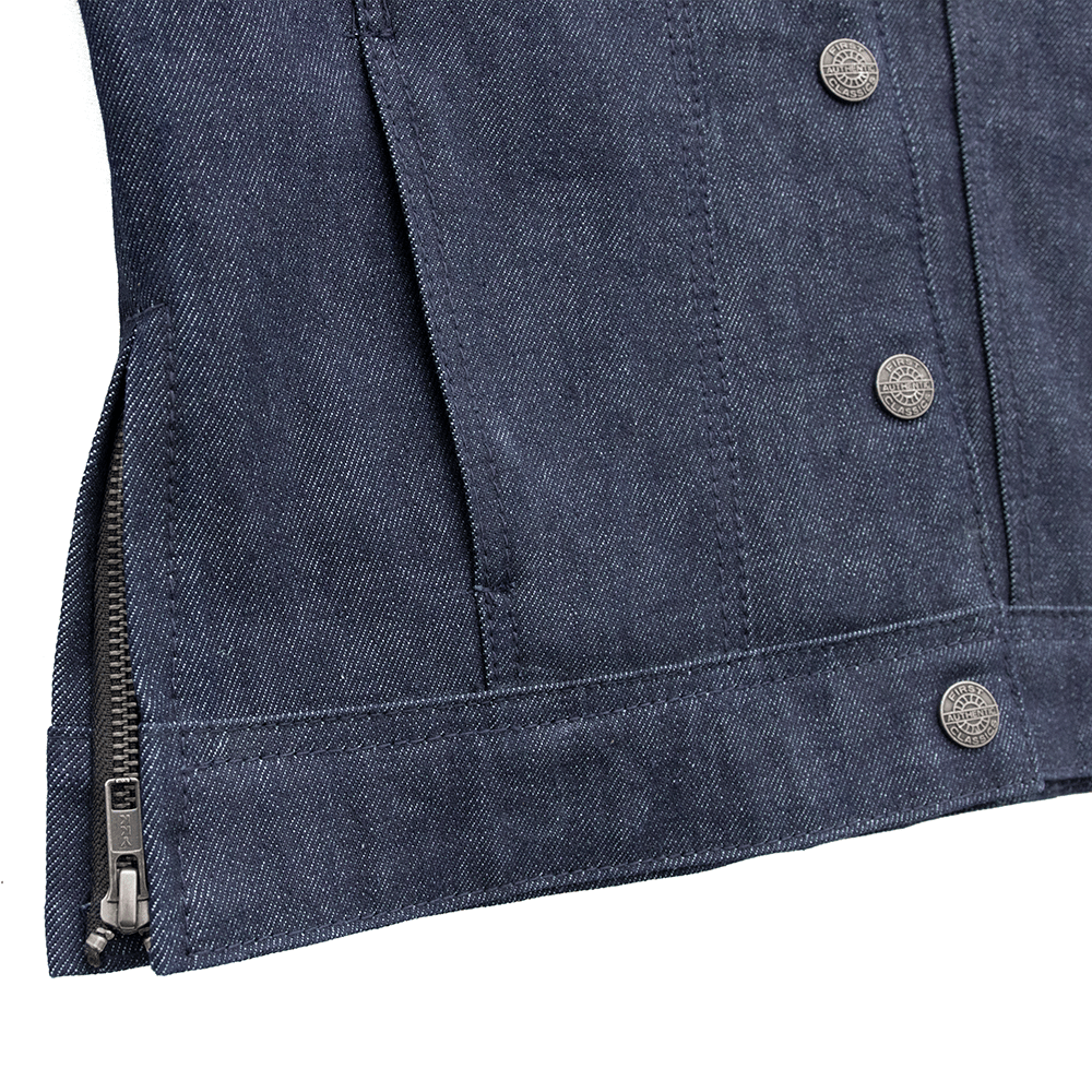 Holli - Motorcycle Denim/Leather Jacket Women's Leather Jacket Jackets