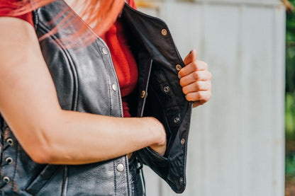 Honey Badger Women's Motorcycle Leather Vest Women's Leather Vest Vests