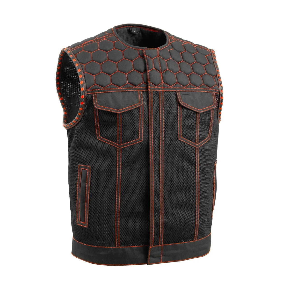 Hornet Moto Mesh Men's Club Style Vest Men's Moto Mesh Vest Vests Orange S