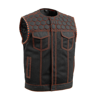 Hornet Moto Mesh Men's Club Style Vest Men's Moto Mesh Vest Vests Orange S
