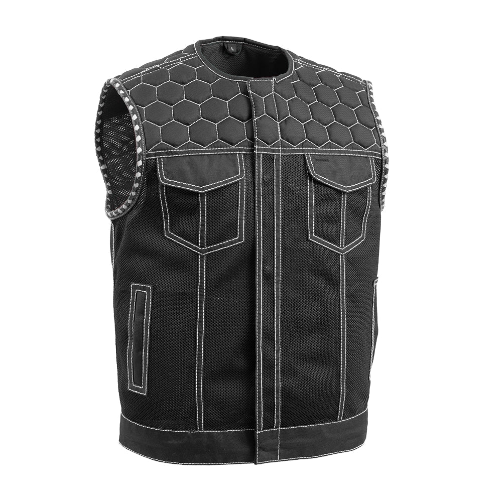 Hornet Moto Mesh Men's Club Style Vest Men's Moto Mesh Vest Vests White S