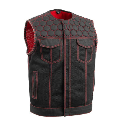 Hornet Moto Mesh Men's Club Style Vest Men's Moto Mesh Vest Vests Red S