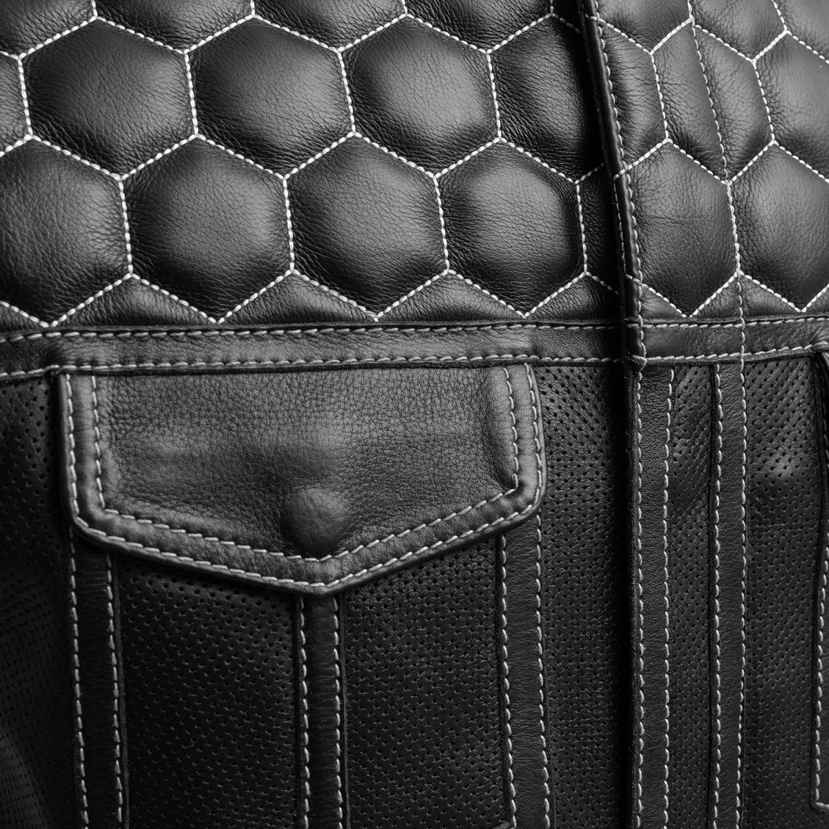 Hornet Perforated Men's Club Style Leather Vest Men's Perforated Leather Vest Vests