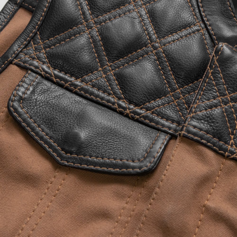 Hunt Club Motorcycle Leather Canvas Vest Men's Canvas Vests Vests