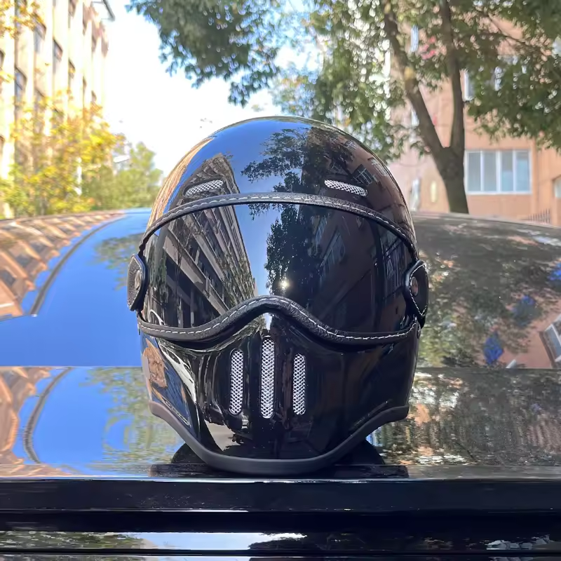 Retro Full Face Motorcycle Helmet – DOT Approved Vintage Design