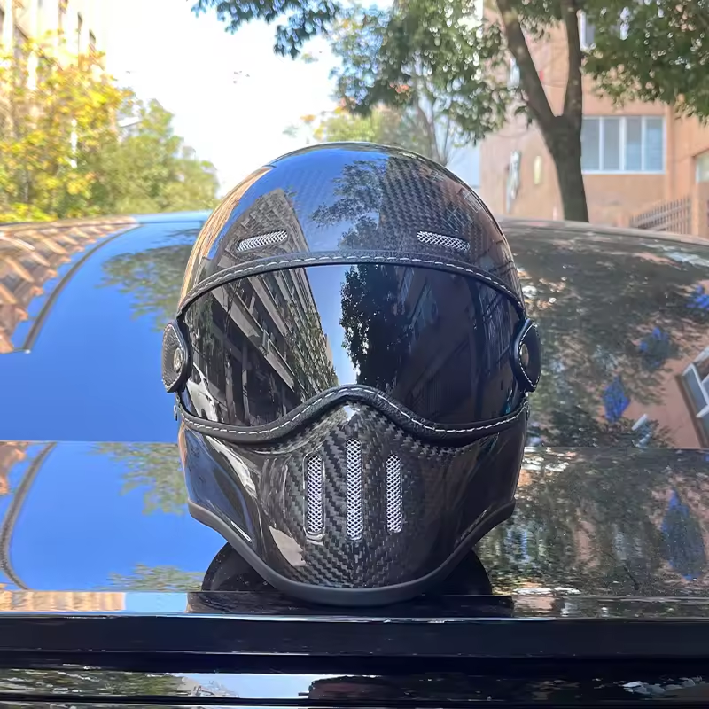 Retro Full Face Motorcycle Helmet – DOT Approved Vintage Design