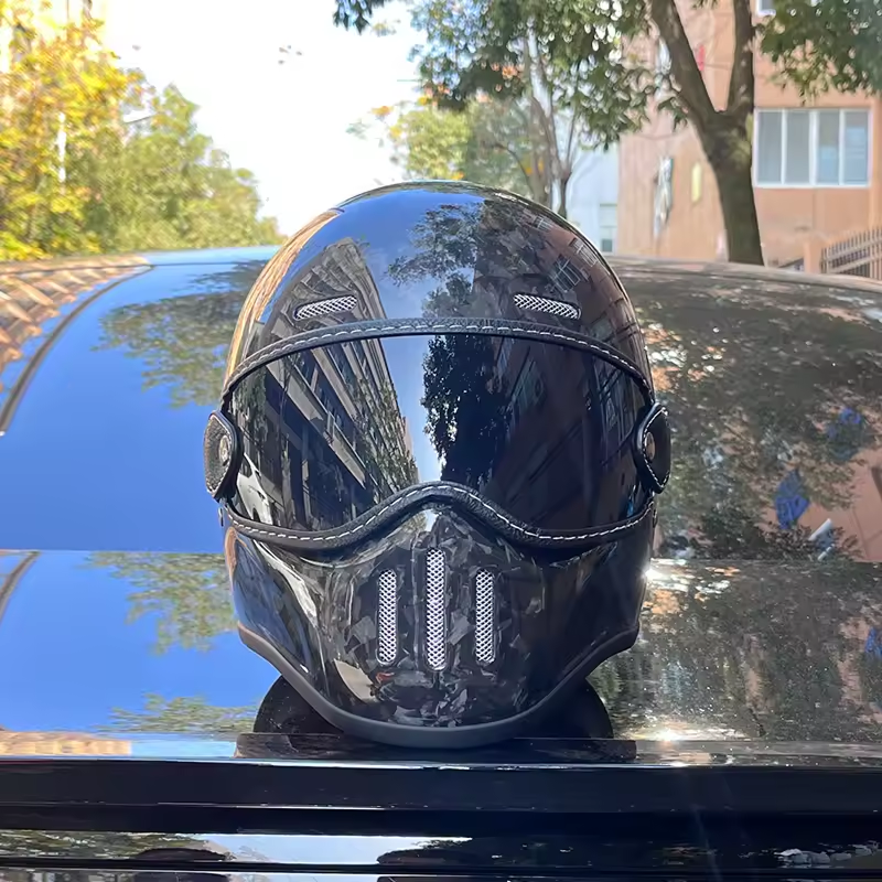 Retro Full Face Motorcycle Helmet – DOT Approved Vintage Design