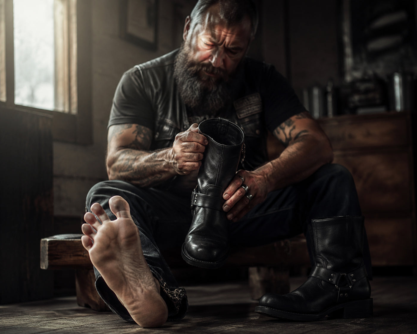 Wide-footed biker frustrated his foot won't fit in standard motorcycle boot