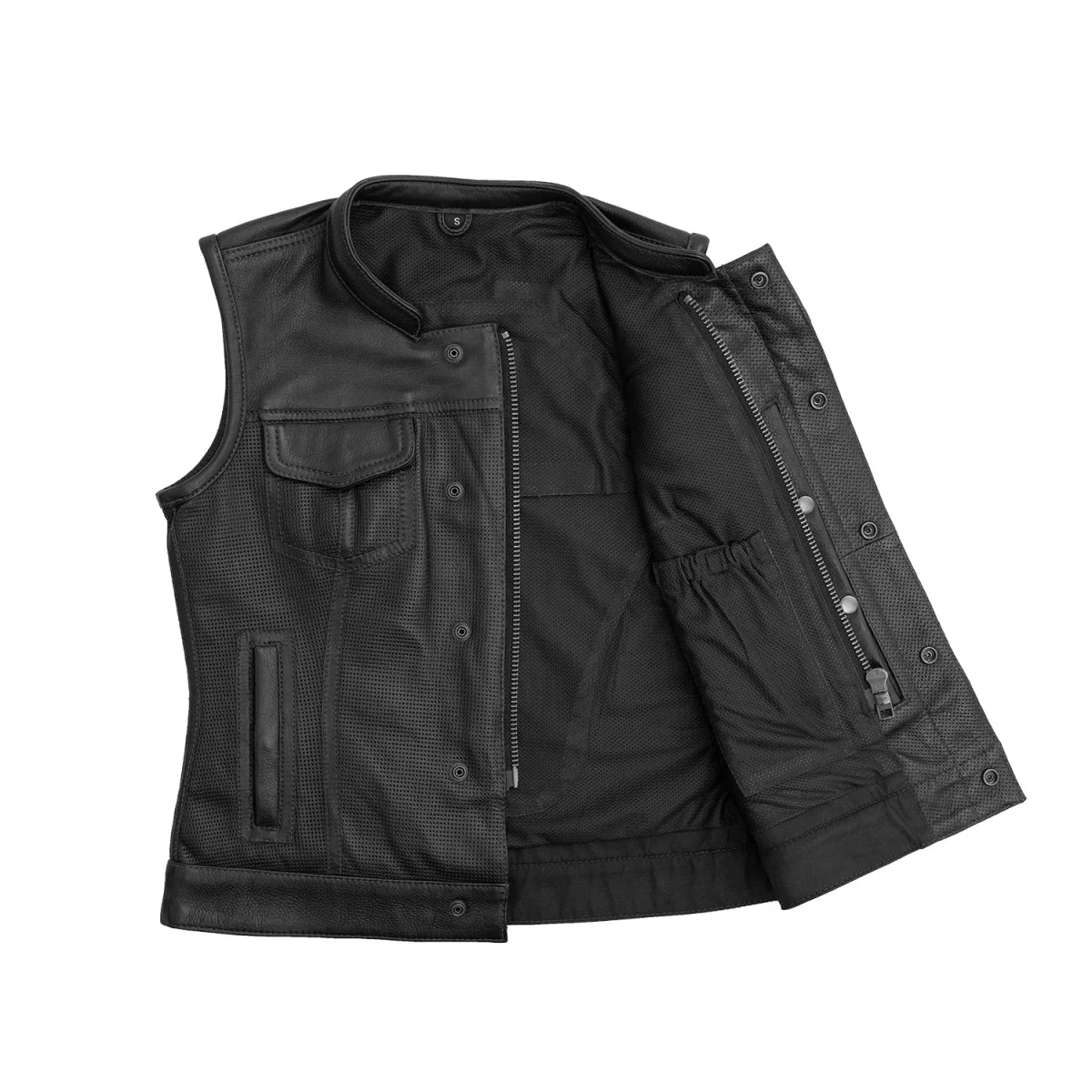 Jessica Perforated Women's Motorcycle Leather Vest Women's Perforated Leather Vest Vests