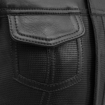 Jessica Perforated Women's Motorcycle Leather Vest Women's Perforated Leather Vest Vests