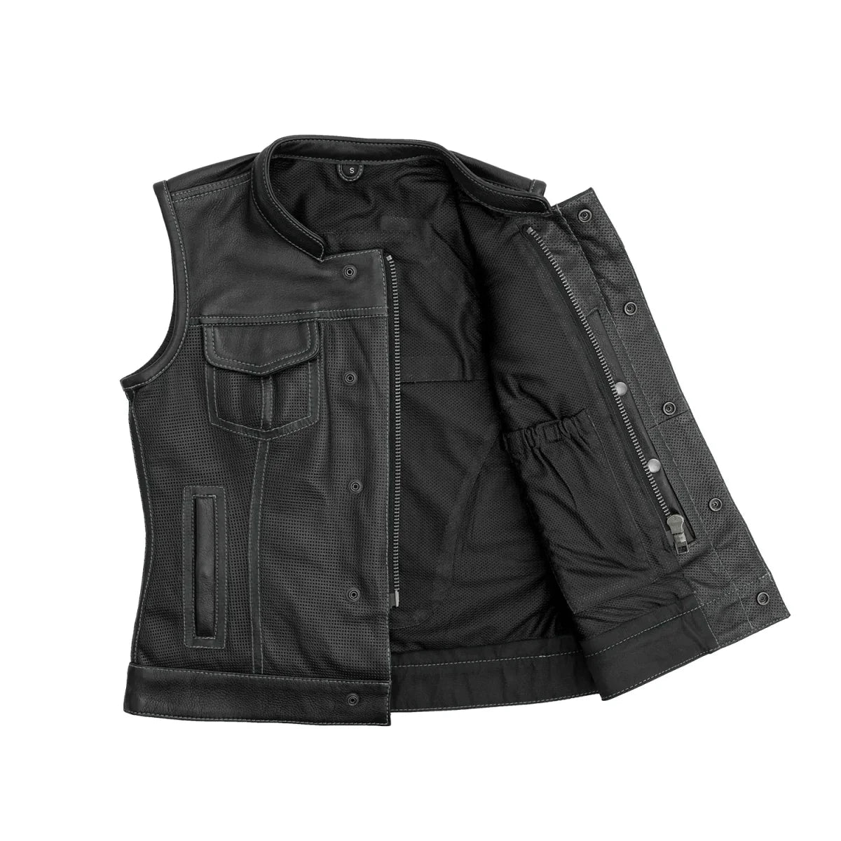 Jessica Perforated Women's Motorcycle Leather Vest Women's Perforated Leather Vest Vests