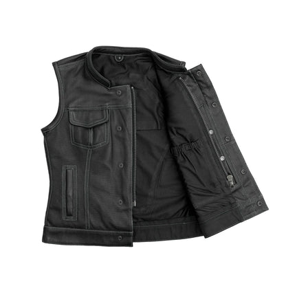 Jessica Perforated Women's Motorcycle Leather Vest Women's Perforated Leather Vest Vests