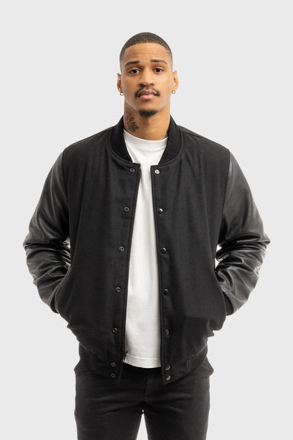 Jude Men's Varsity Jacket Men's Varsity Jacket FMCo Black Black XS