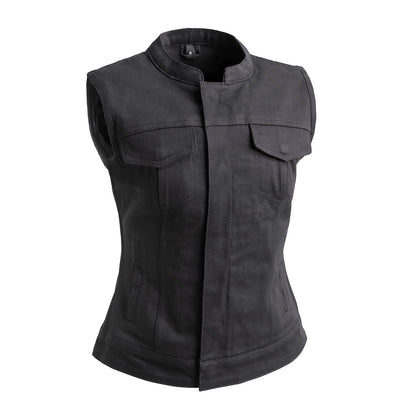 Lexy Women's Motorcycle Twill Vest Women's Twill Vest Vests Black XS