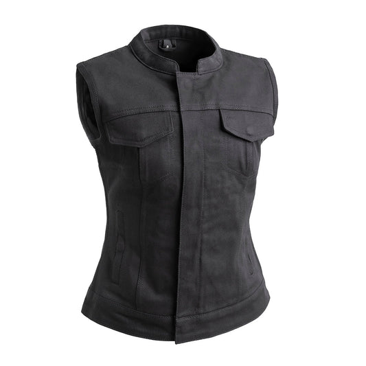 Lexy Women's Motorcycle Twill Vest Women's Twill Vest Vests Black XS