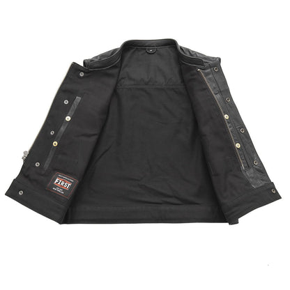 Lowrider Men's Motorcycle Leather/Twill Vest Men's Leather/Twill Vest Vests