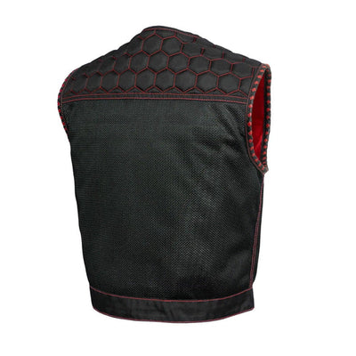 First Manufacturing Lowside Hornet - Men's Moto Mesh Club Style Vest, Black/Red