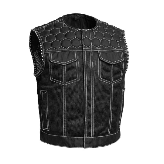 First Manufacturing Lowside Hornet - Men's Moto Mesh Club Style Vest, Black/White