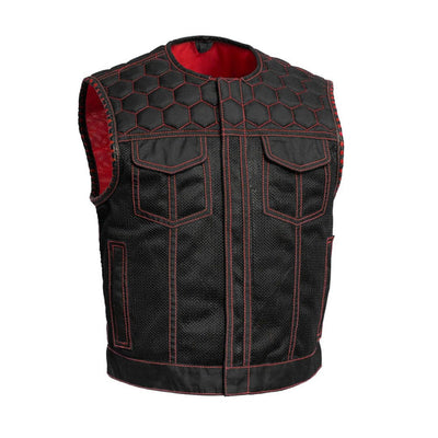 First Manufacturing Lowside Hornet - Men's Moto Mesh Club Style Vest, Black/Red