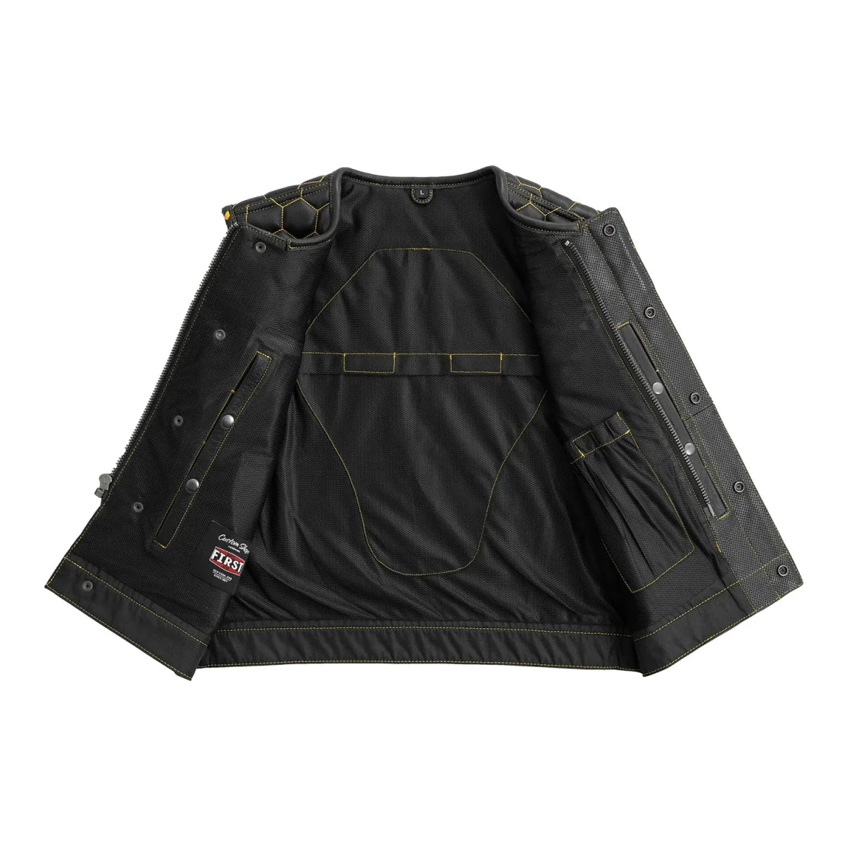 Lowside Hornet Perforated Men's Club Style Leather Vest Men's Perforated Leather Vest Vests
