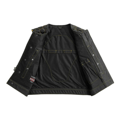 Lowside Hornet Perforated Men's Club Style Leather Vest Men's Perforated Leather Vest Vests