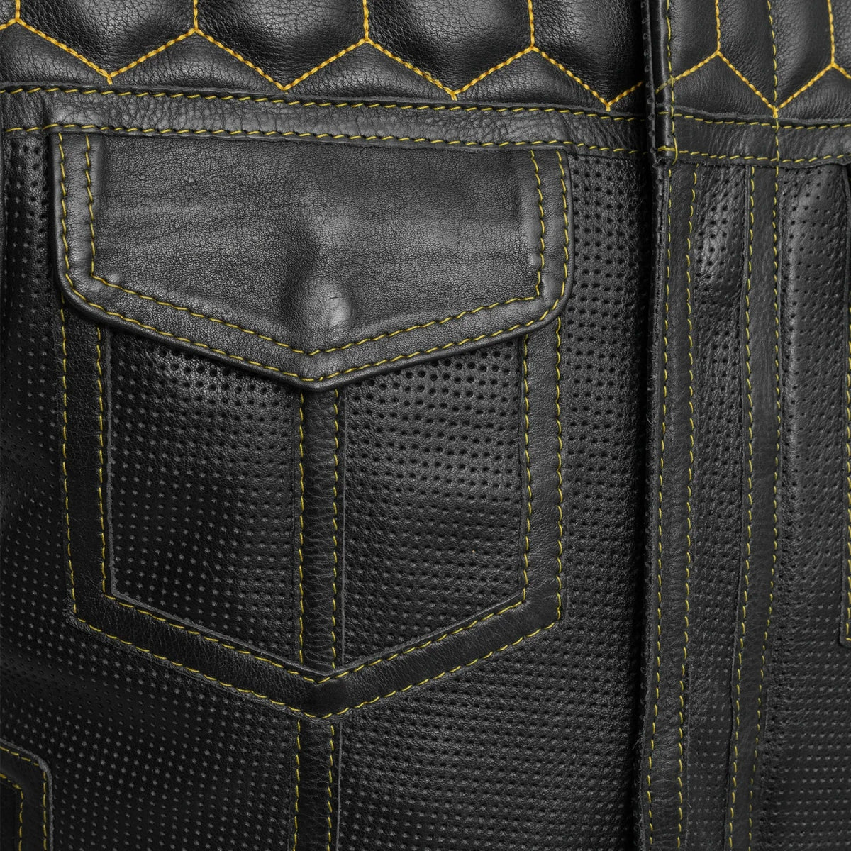 Lowside Hornet Perforated Men's Club Style Leather Vest Men's Perforated Leather Vest Vests