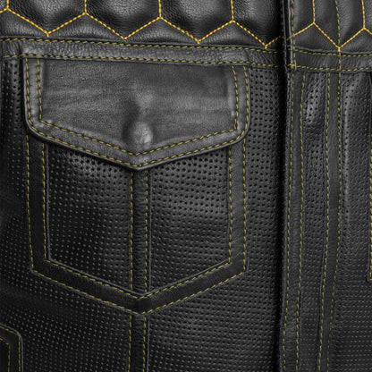 Lowside Hornet Perforated Men's Club Style Leather Vest Men's Perforated Leather Vest Vests